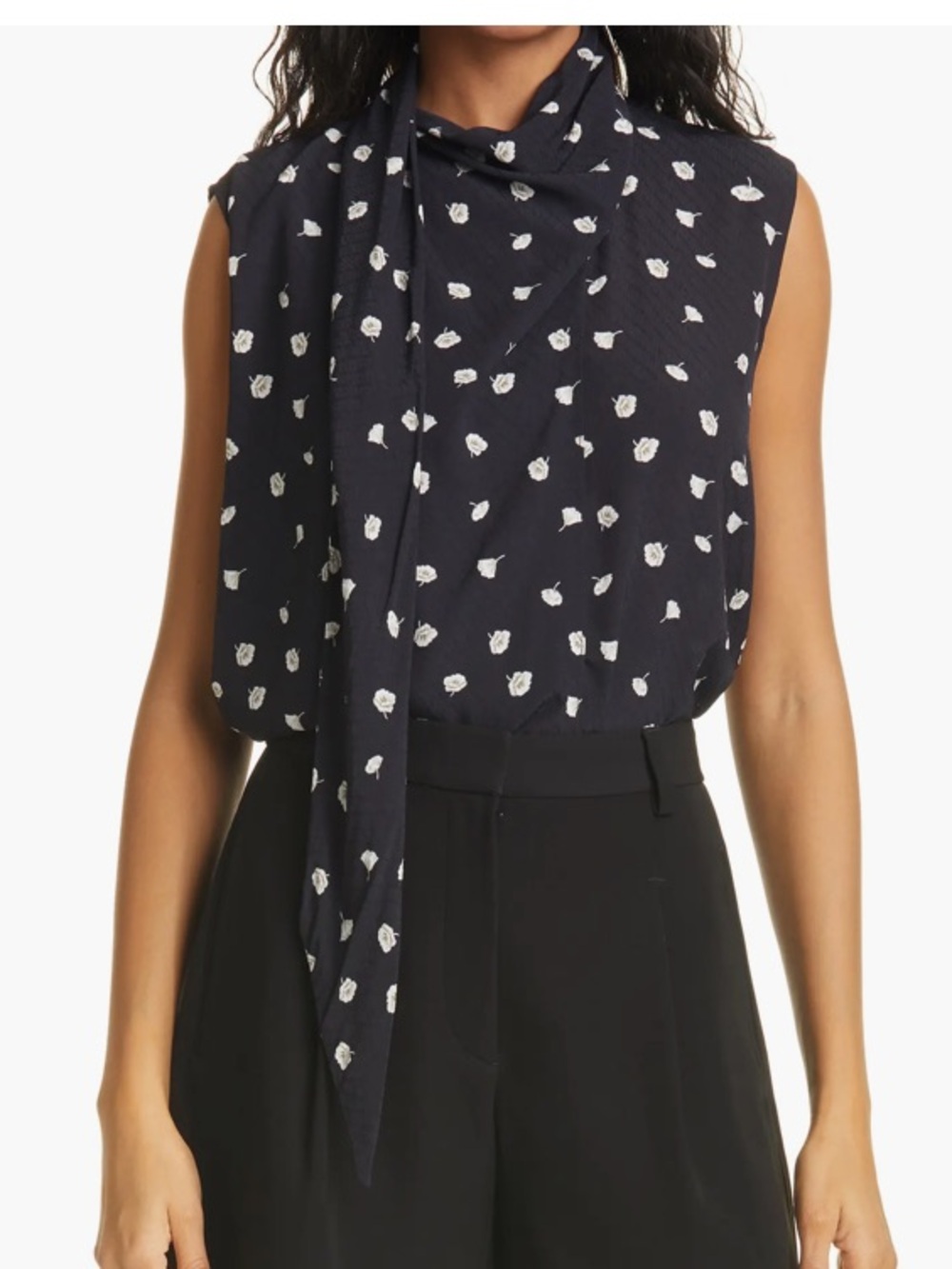 rag & bone Black Floral Tie-Back Camisole